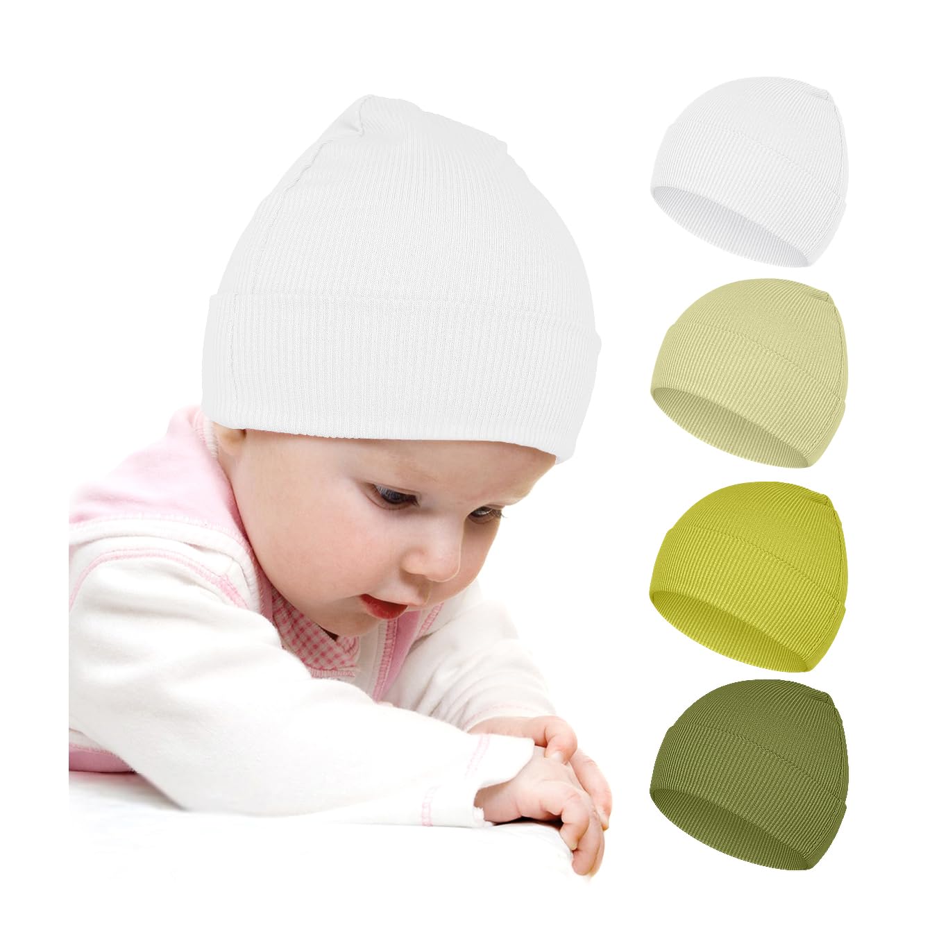 ZURLEFY Yellow Baby Girls Hats Newborn for Unisex Neutral Baby Boys Beanies Cap for Newborn Baby Infant Toddler (63-04M)