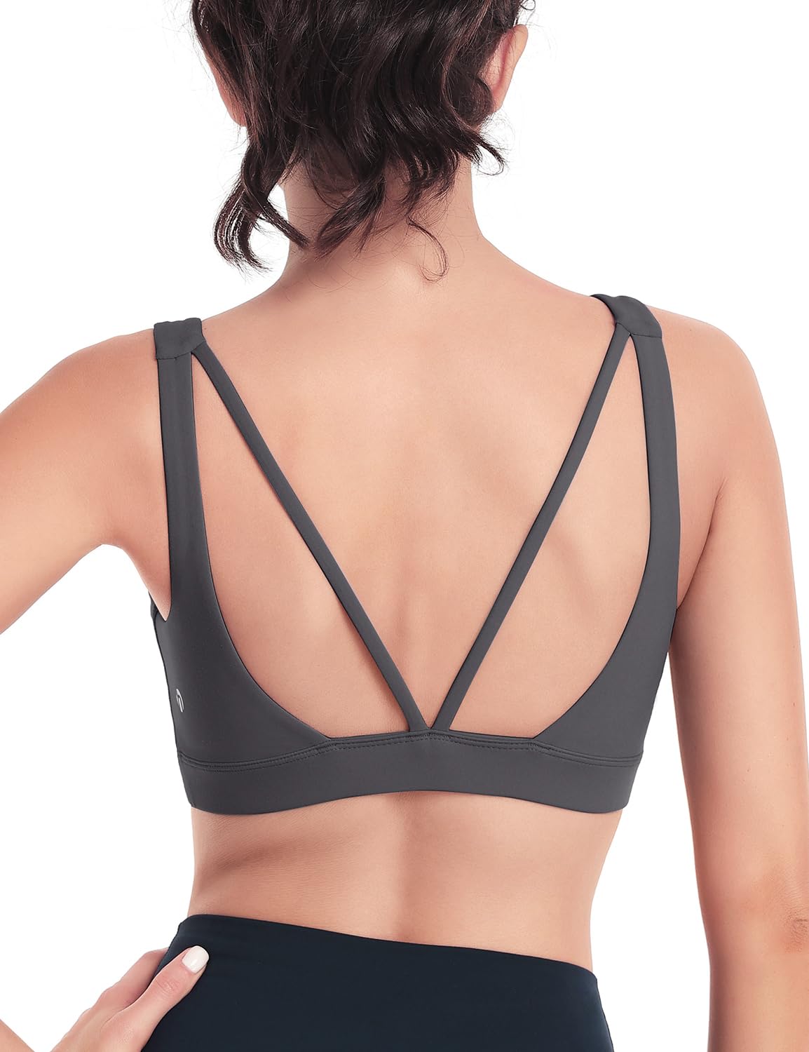 HeyNuts Wonder Sports Bras for Women Medium Support Yoga Bras Workout Bras with Removable Pads Graphite Grey L