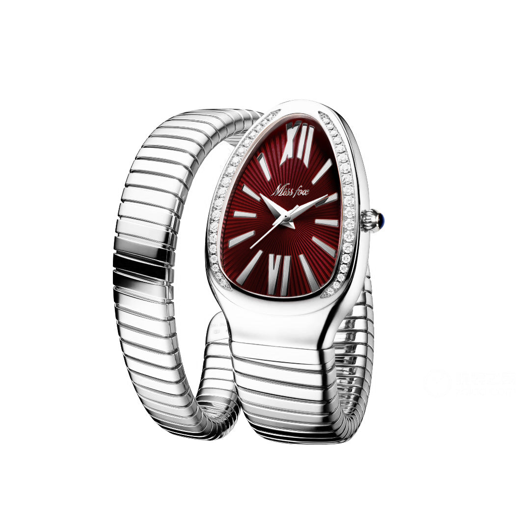 Women's Stainless Steel Serpentine Watch with Diamonds