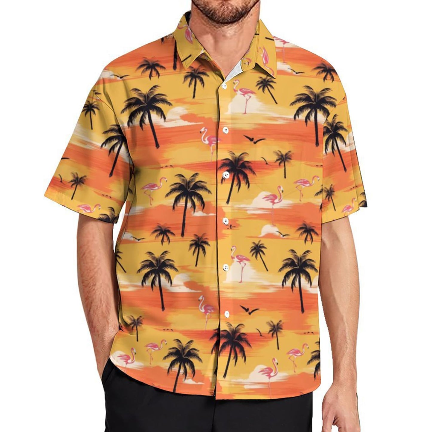 Mens Hawaiian Shirt Funky Button Shirt for Men Summer Tropical Beach Casual Shirt Floral Mens Short Sleeve Shirts