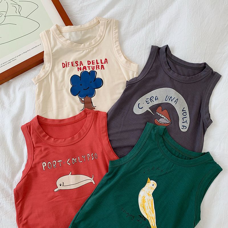 Cartoon Sleeveless T-Shirts for Kids and Toddlers