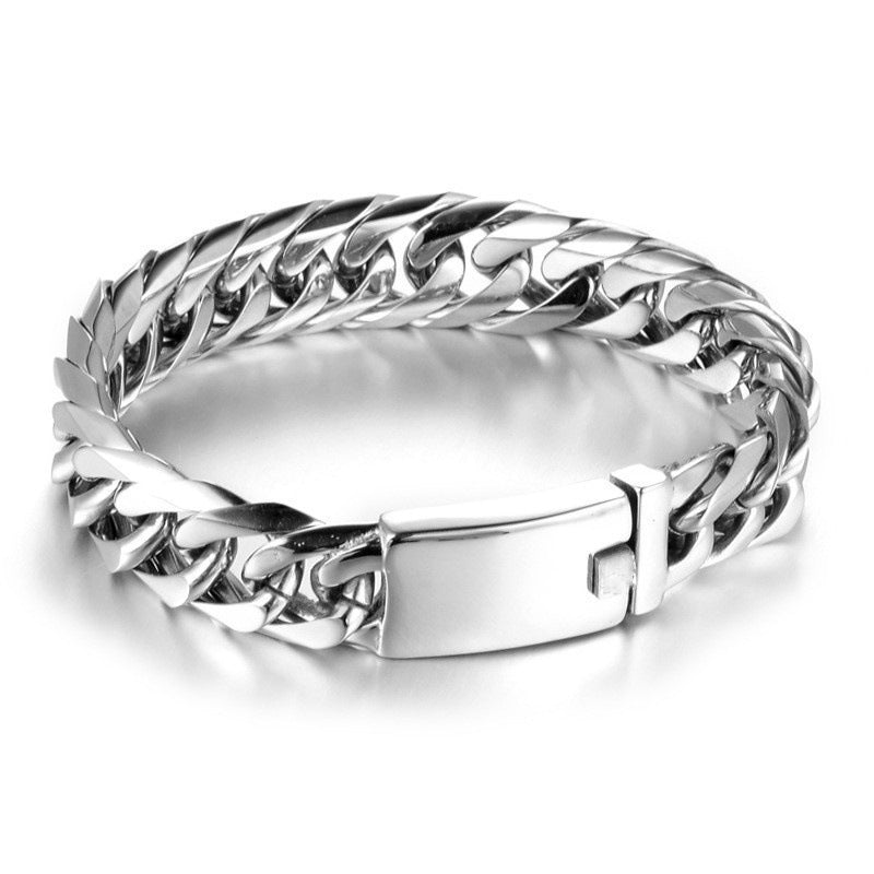Fashionable Gold-Plated 10mm Men's Bracelet with Dual Clasp