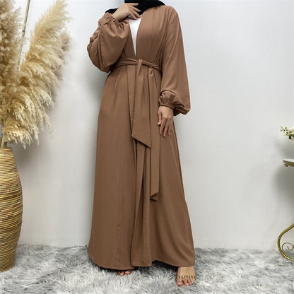 Lace Up Cardigan Robe with Cuffs and Pockets