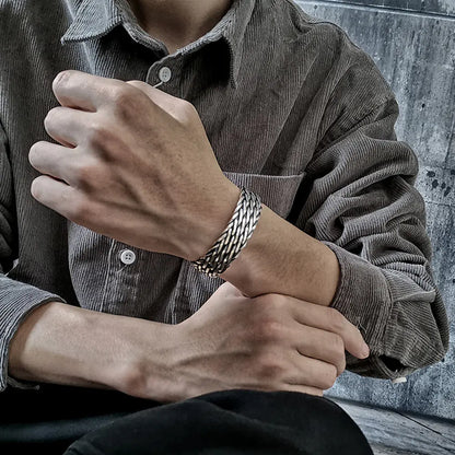 Men's Handwoven Braided Sterling Silver Bracelet