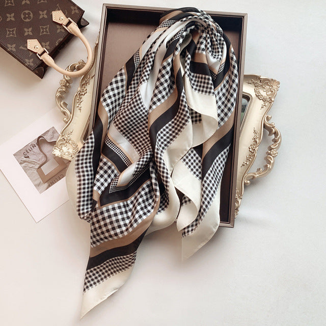 Luxury Silk Satin Scarves for Women - 70x70 cm Square