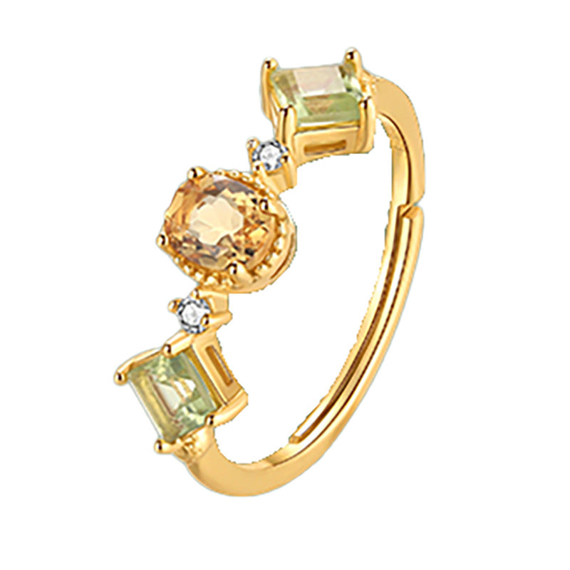 S925 Sterling Silver Adjustable Ring with Diamonds