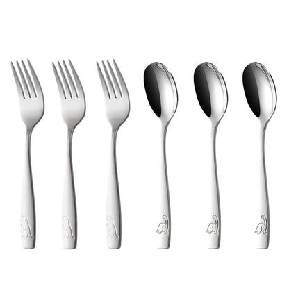 MAIYUANSU Toddler Utensils Spoons Forks Knifes 6 Pieces Stainless Steel Silverware Sets 3 x Forks 3 x Spoons Cutlery Dishwasher Safe