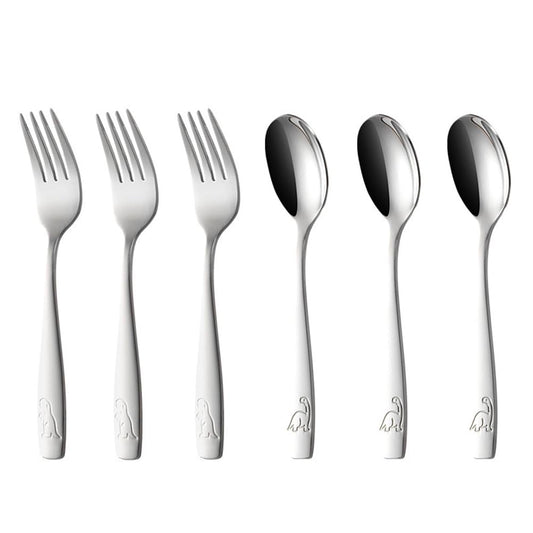 MAIYUANSU Toddler Utensils Spoons Forks Knifes 6 Pieces Stainless Steel Silverware Sets 3 x Forks 3 x Spoons Cutlery Dishwasher Safe