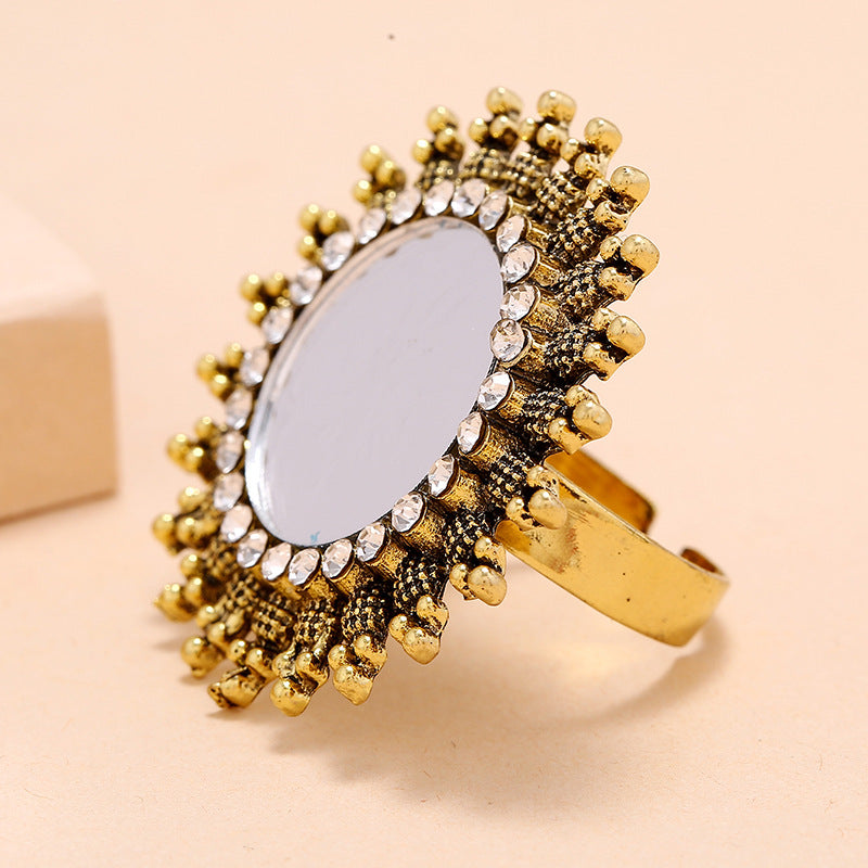 Fashionable Zinc Alloy Adjustable Ring with Diamonds