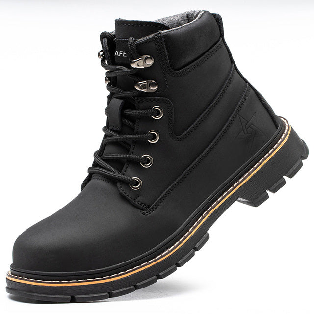 Men's Waterproof Steel-Toe Winter Plush Safety Boots