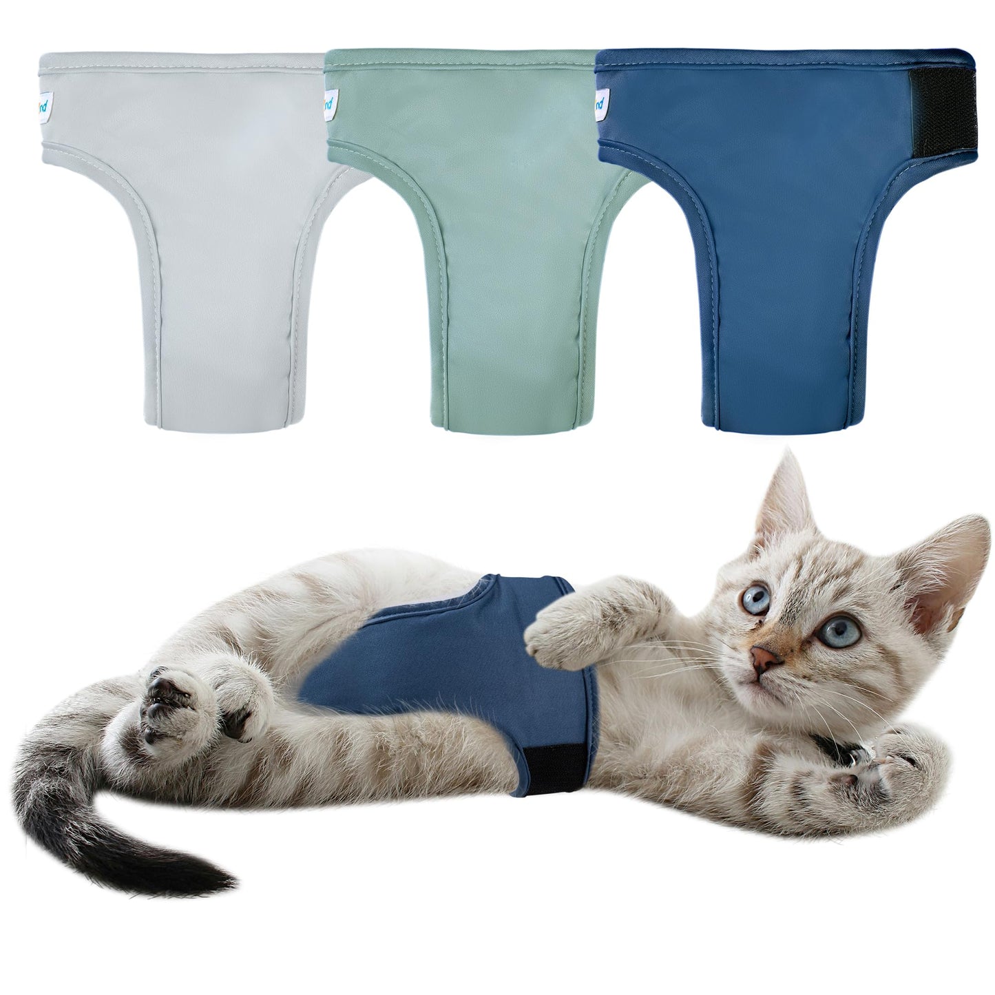 Paw Legend Cat Diapers for Male Cats Spraying Washable Reusable Kitten Diapers for Cats Incontinence Pet Diapers (3 Pack Medium)