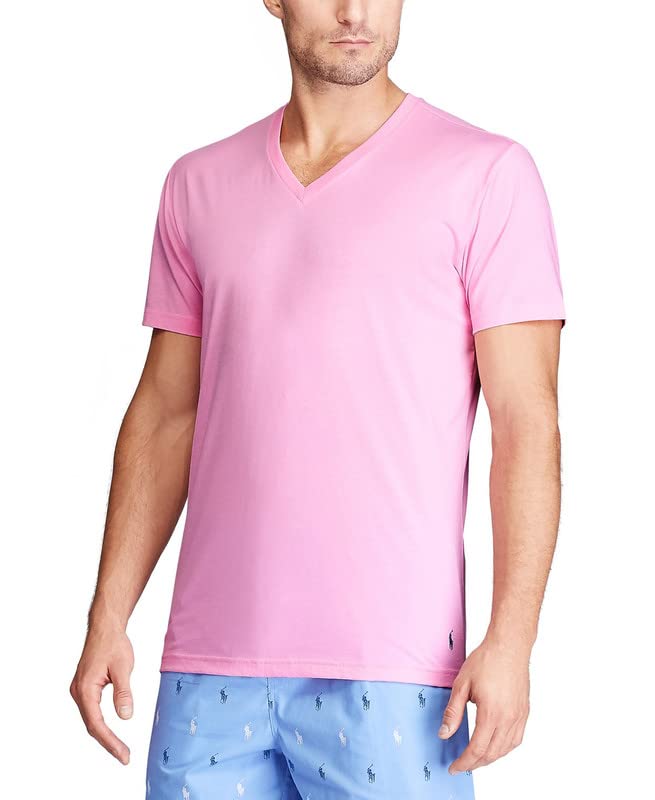 Polo Ralph Lauren Mens V-Neck T-Shirt (Large) Carmel Pink