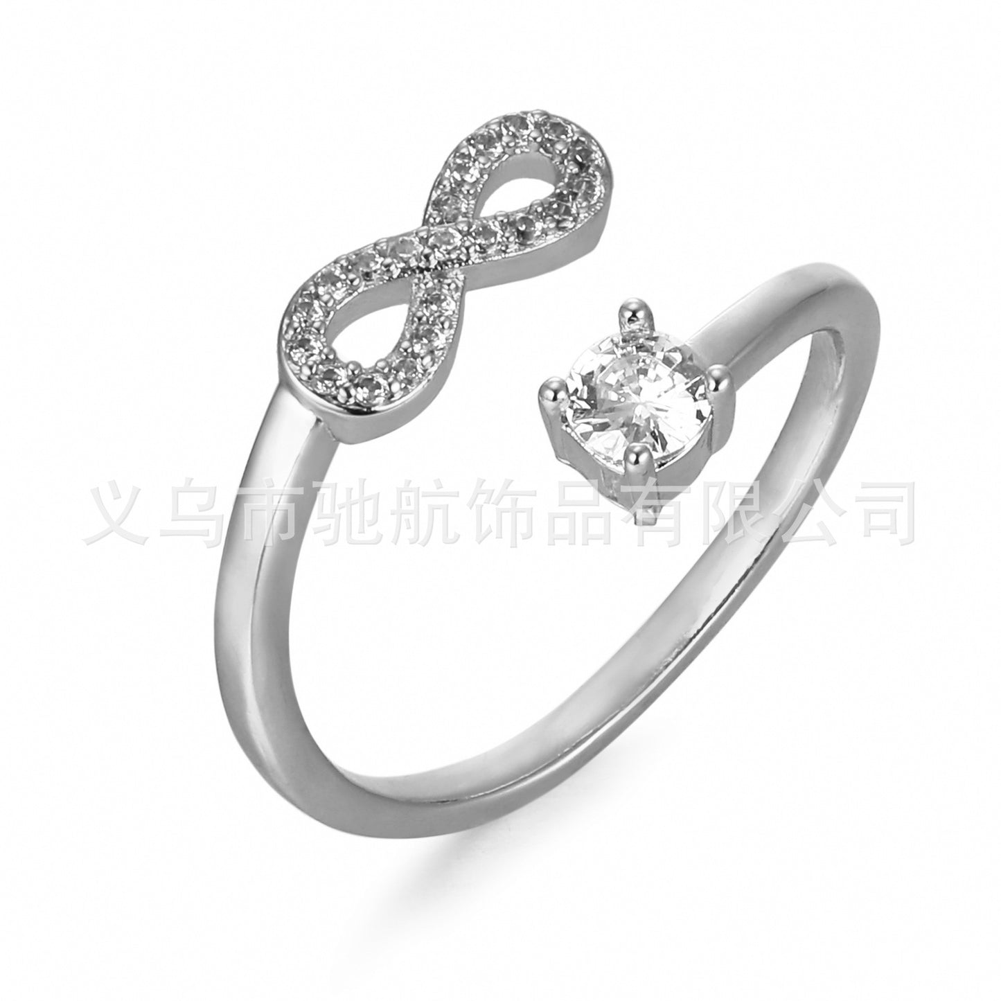 Fashionable Zircon Letter Ring with Diamonds