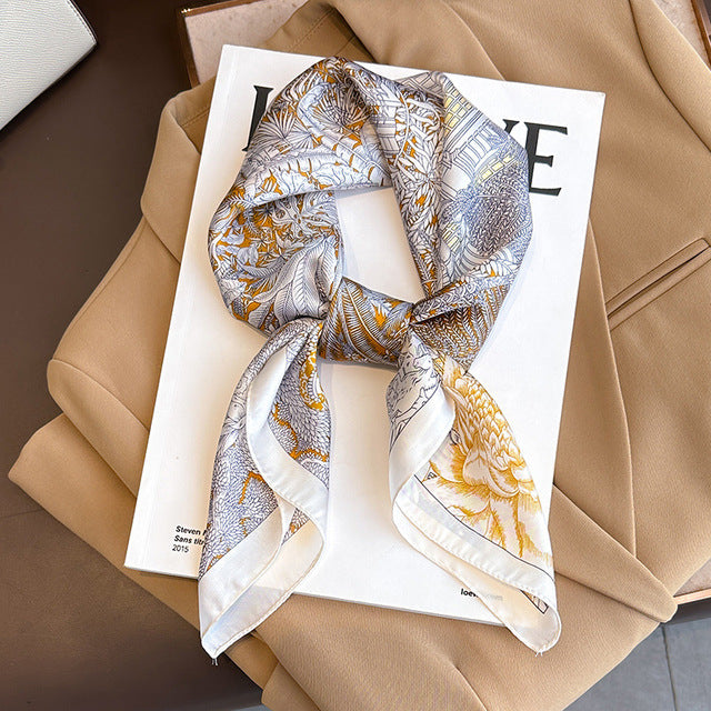 Luxury Silk Satin Scarves for Women - 70x70 cm Square