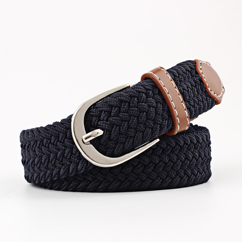 Unisex Canvas Belt - Elastic Woven Waist Belt for Students