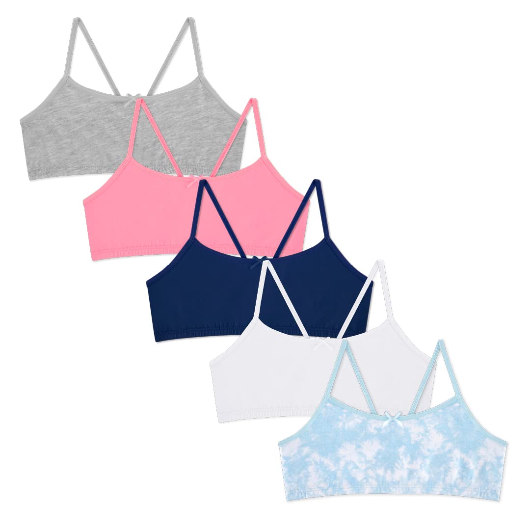5 Pack Cotton Girls Training Bras - Racerback Crop Cami Training Bras for Girls X-Large