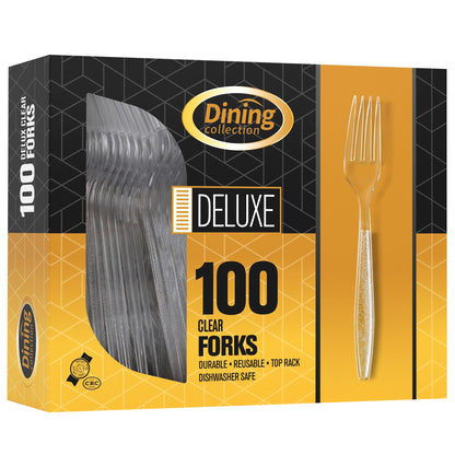 Dining Collection Clear Plastic Forks - 100 Pack – Durable Recyclable Disposable Forks – Great for Everyday Parties & Events