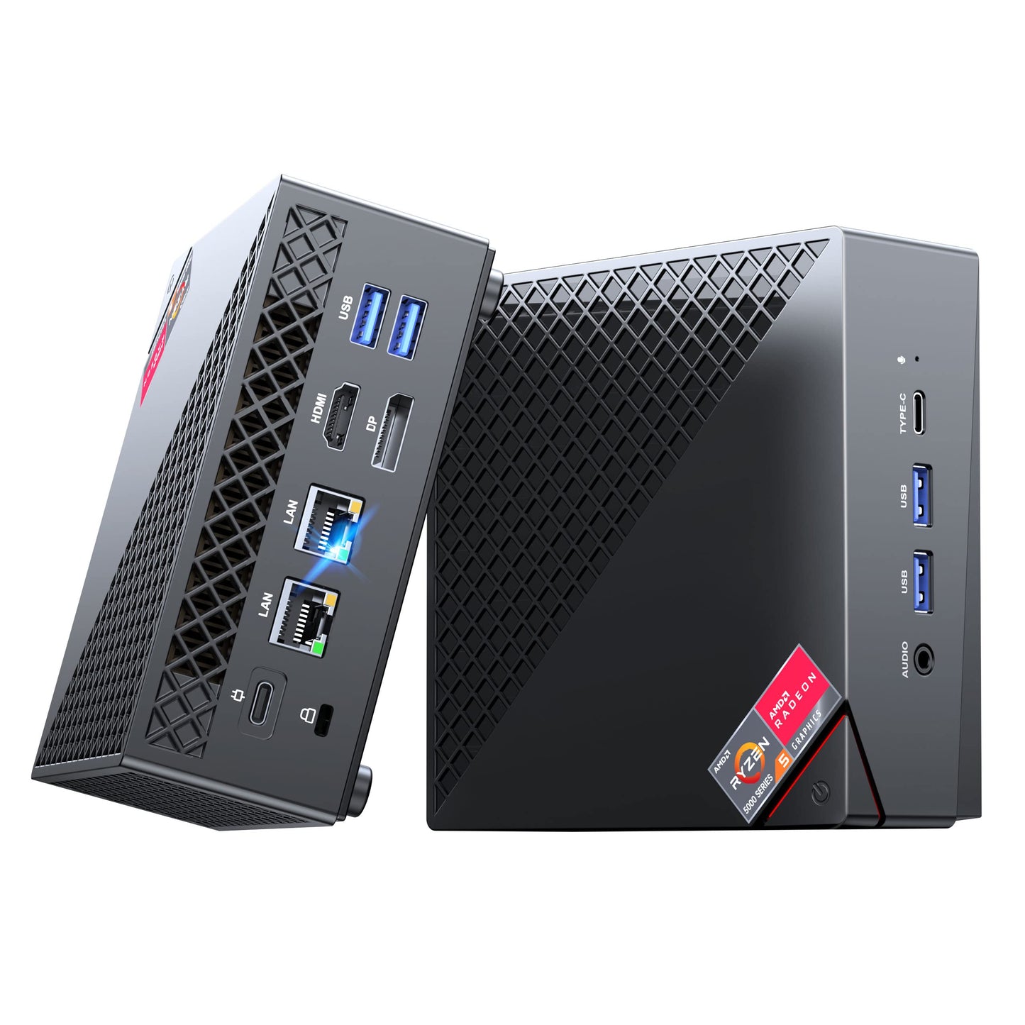 KAMRUI Mini Gaming PC AMD Ryzen 7 5800U 32GB DDR4 512GB SSD Mini PC(8C/16T up to 4.4Ghz) Dual LAN/4K Triple Display/WiFi6/BT5.2/Dual Channel Mini Desktop Computer Gaming Pc Support 2.5 Inch HDD