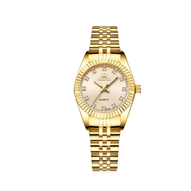 Classic Stainless Steel Quartz Watch with Diamonds