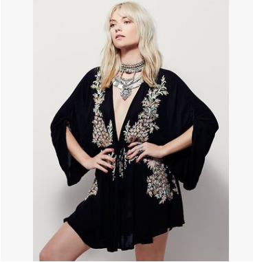 Embroidered V-Neck Dress