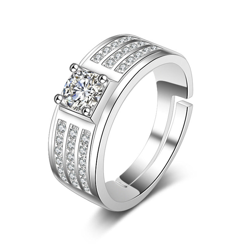 Fashionable Men's Moissanite Ring with Diamonds