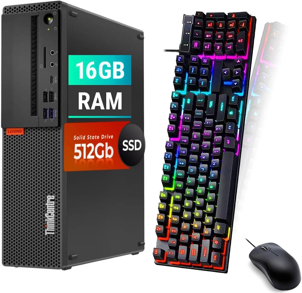 Lenovo ThinkCentre M700 SFF PC Desktop Computer Core 6th 3.7GHz 16GB RAM 512GB SSD DVD RGB Keyboard&Mouse Windows10 Pro (Renewed)