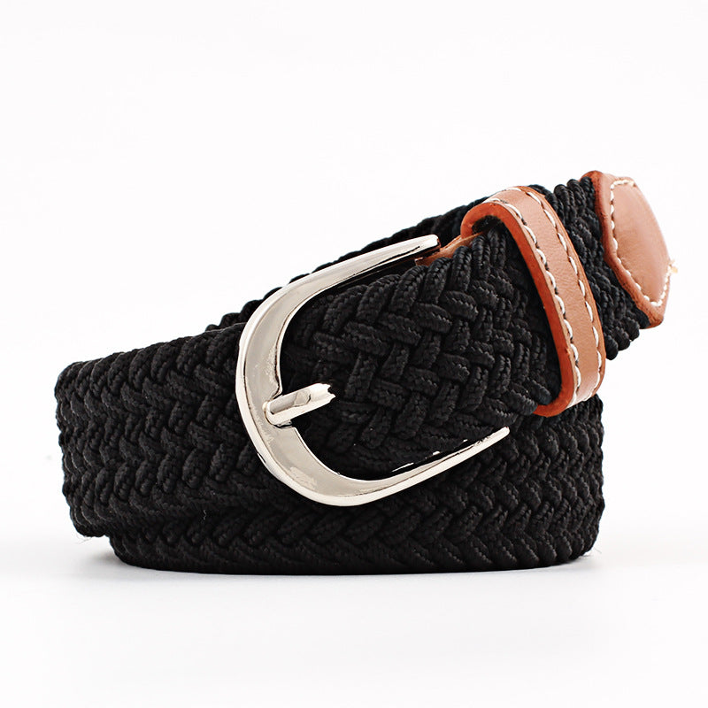 Unisex Canvas Belt - Elastic Woven Waist Belt for Students