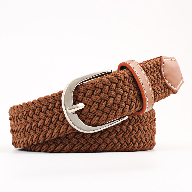 Unisex Canvas Belt - Elastic Woven Waist Belt for Students