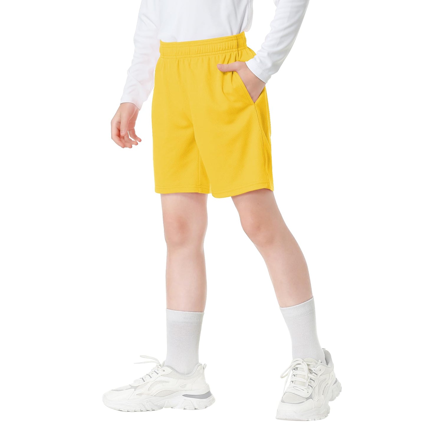 QBK Toddler to Youth Athletic Shorts for Boys and Girls Soccer Basketball Sports (Yellow3T)