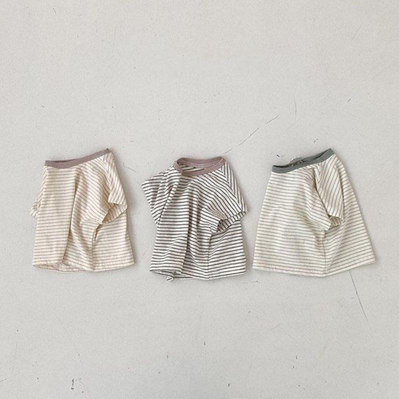 Korean Style Baby Casual Striped Short-Sleeve T-Shirt