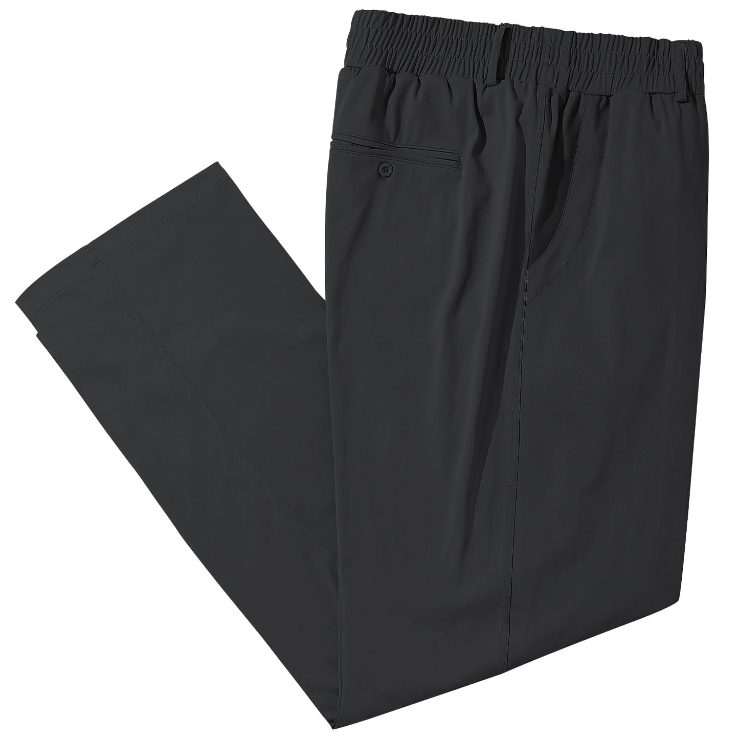 LETAOTAO Mens Big and Tall Full Elastic Waist Twill Pants Stretch Slacks with Zipper Fly and Pockets (Black44W*30L)