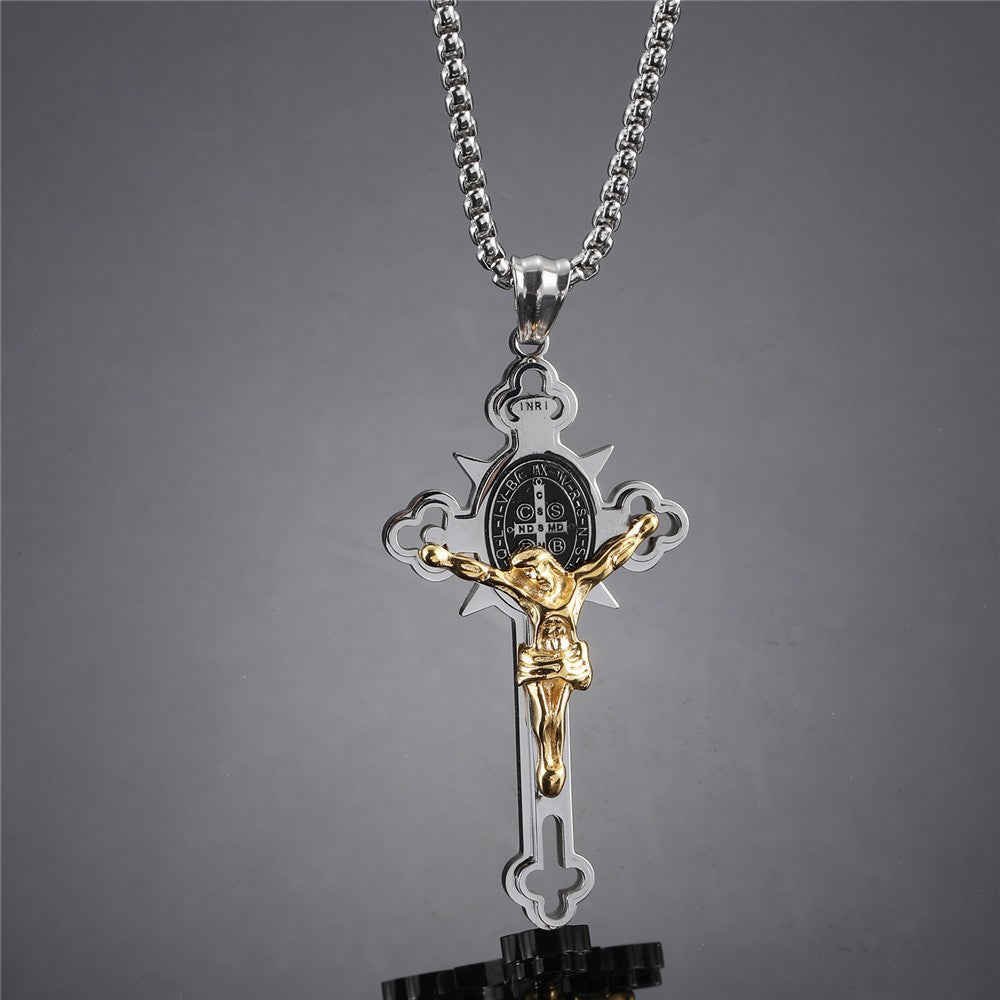Men's Cross Pendant Necklace - Stainless Steel Summer Jewelry