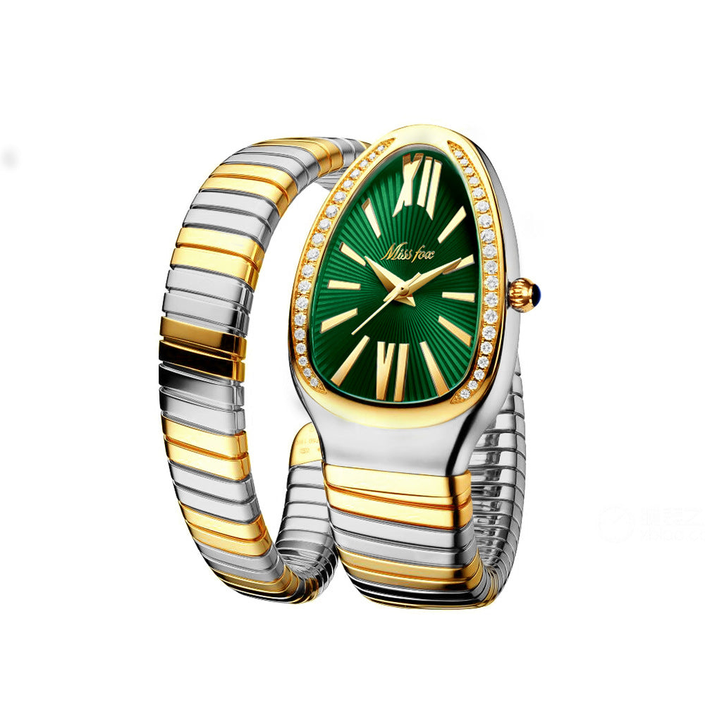 Women's Stainless Steel Serpentine Watch with Diamonds