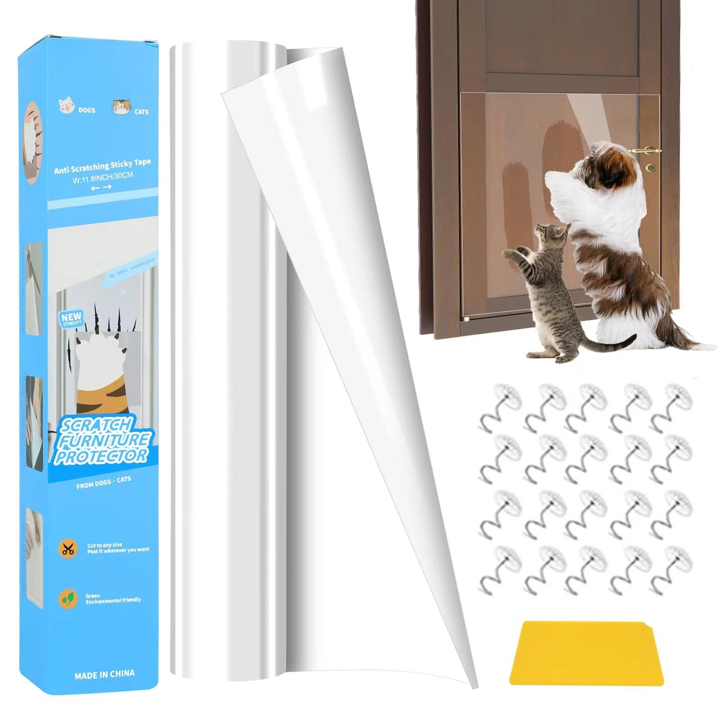 Cat Scratch Furniture Protector 15.7"x118" Couch Protector from Cat Claws Cat Scratch Deterrent Furniture Protectors Single-Sided Sticky Clear Cat Scratch Protector for Furniture Door Walls