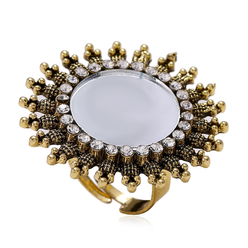 Fashionable Zinc Alloy Adjustable Ring with Diamonds
