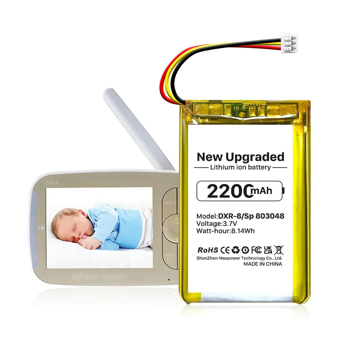 OHZHAO 2200mAh Replacement Battery for Infant Optics DXR-8 Video Baby Monitors SP803048 Lithium Ion Rechargeable Battery 2024 New Upgrade High Capacity Battery