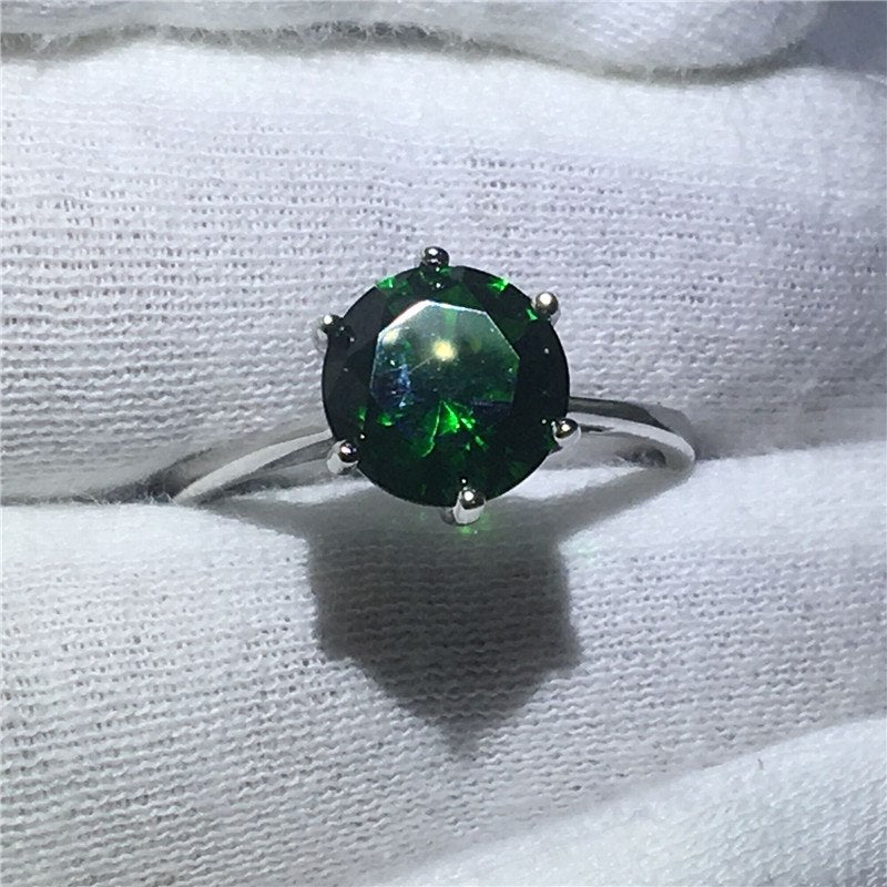 Green Zircon Ring with Diamonds