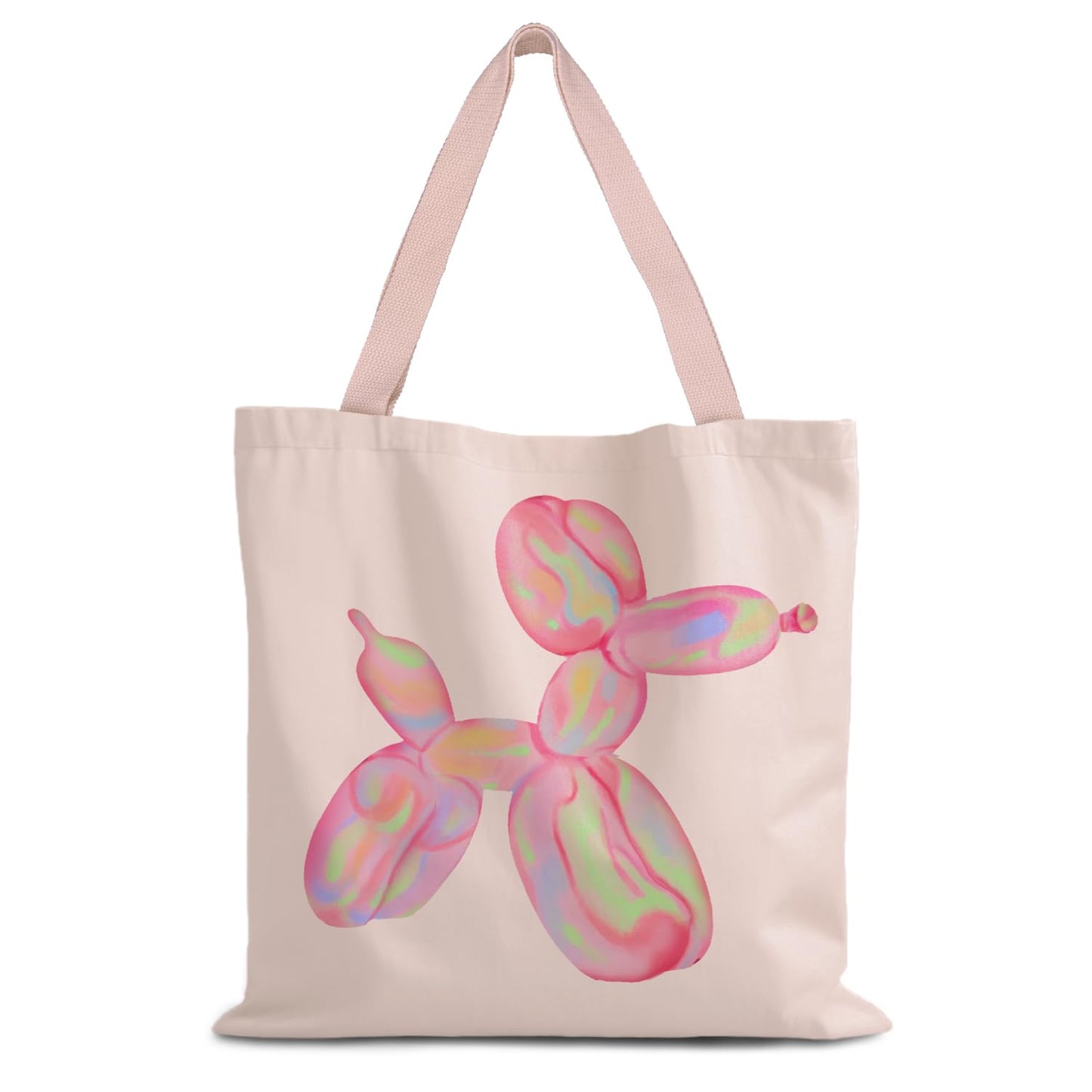 LUVADIAN Trendy Preppy Pink Balloon Dog Tote Bag Preppy Stuff Pink Aesthetic Tote Bags for Women Preppy Gifts for Women Reusable Grocery Bags Shopping Bags Preppy Gifts