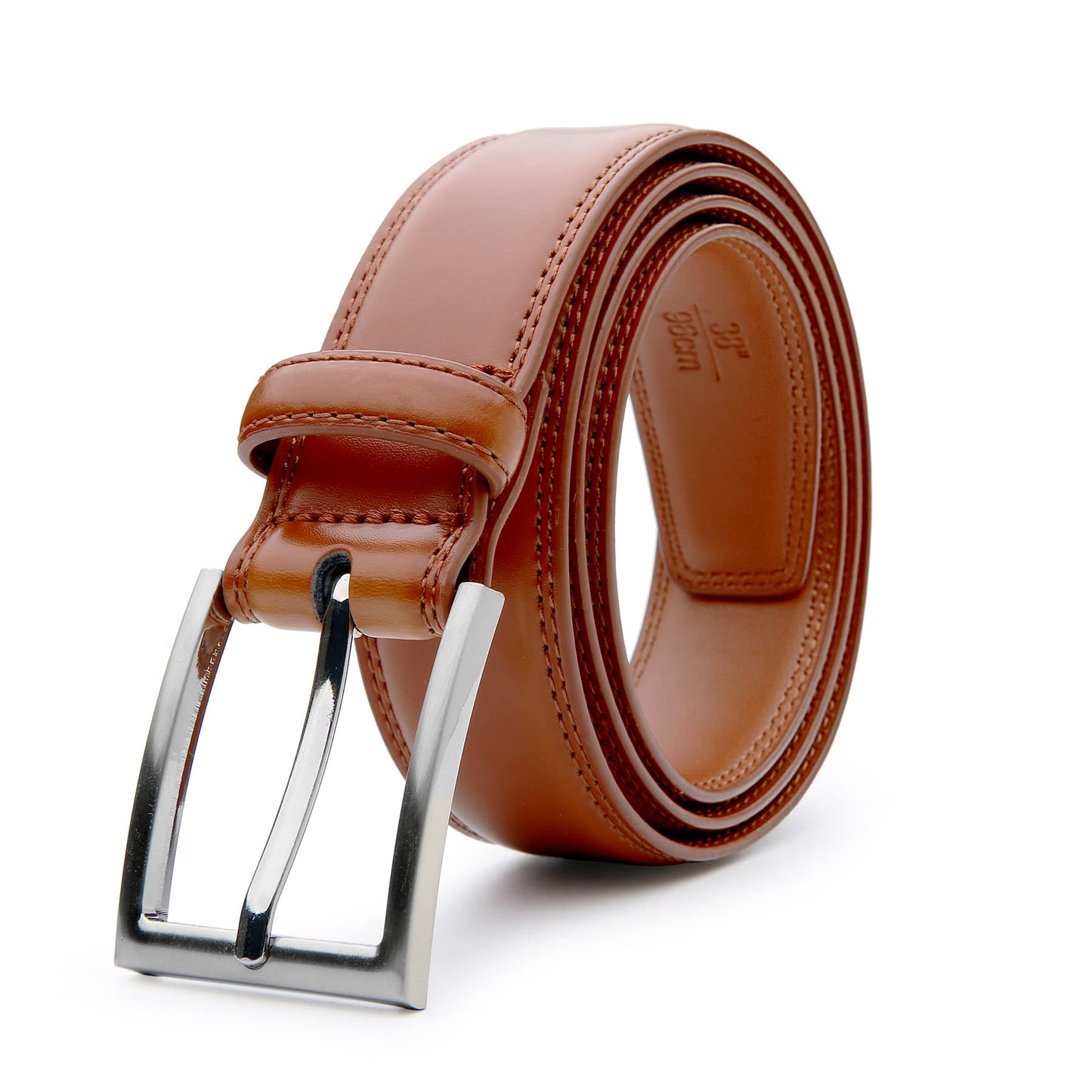 LCG LUCHENGYI Mens Genuine Leather Dress Belt Classic Casual Belt with Single Prong Buckle for Jeans Pants Work and Business