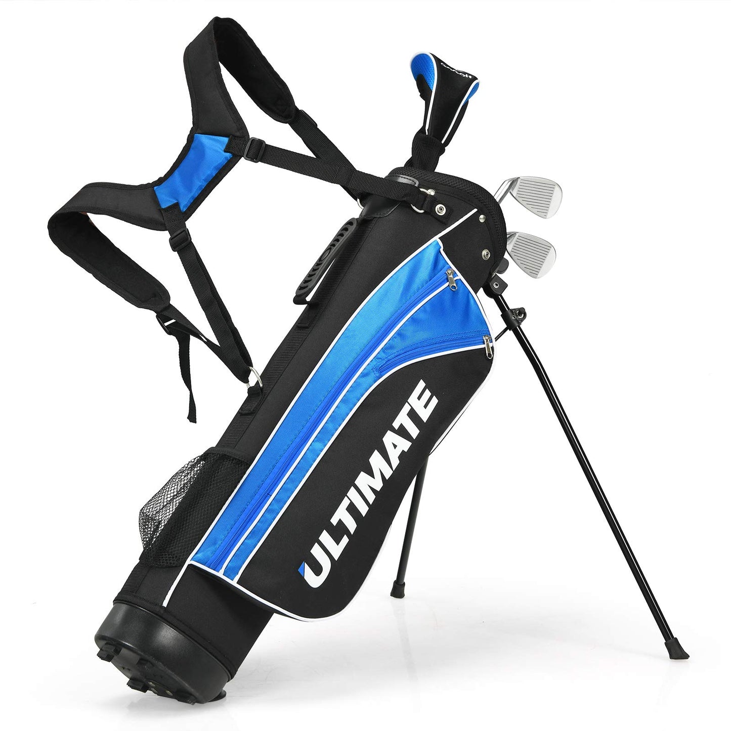 OFFICEJOY Kids Golf Clubs Golf Stand Bag with 3# Fairway Wood 7# & 9# Irons Putter Head Cover & Rain Hood Youth Golf Clubs for Boys & Girls Junior Golf Clubs for Ages 8-10 Right Hand Blue