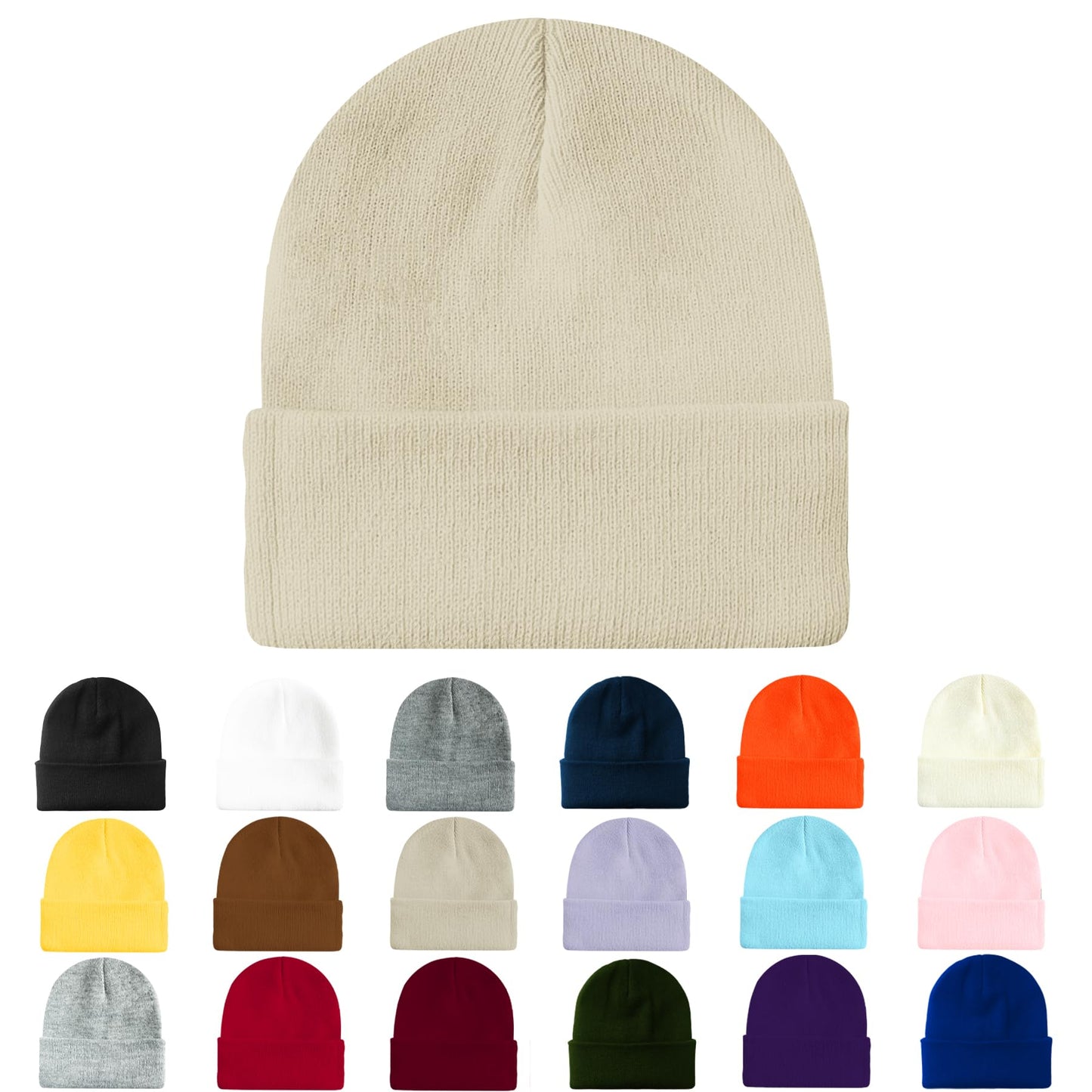JYxingchi Beanie for Women Men Knit Cuffed Beanies Hat Winter Warm Soft Unisex Skull Cap Dark Beige