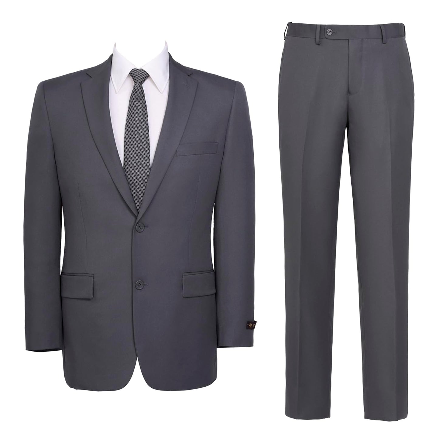 AMY ZHU Mens Suit 2-Piece Regular Fit Big and Tall Business Jacket & Suit Pants for Wedding Grey