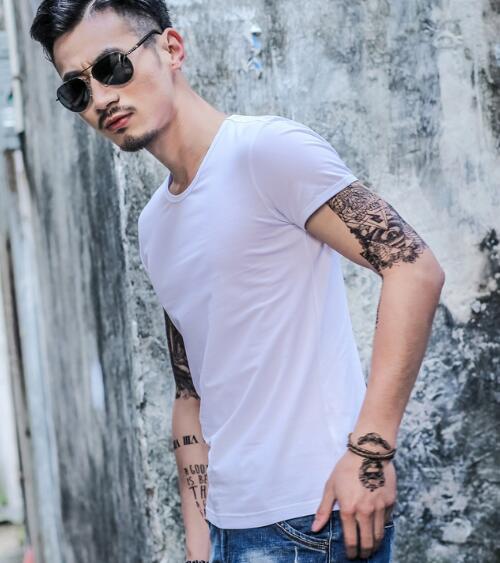 Customizable Men's Solid Color Short Sleeve T-Shirts