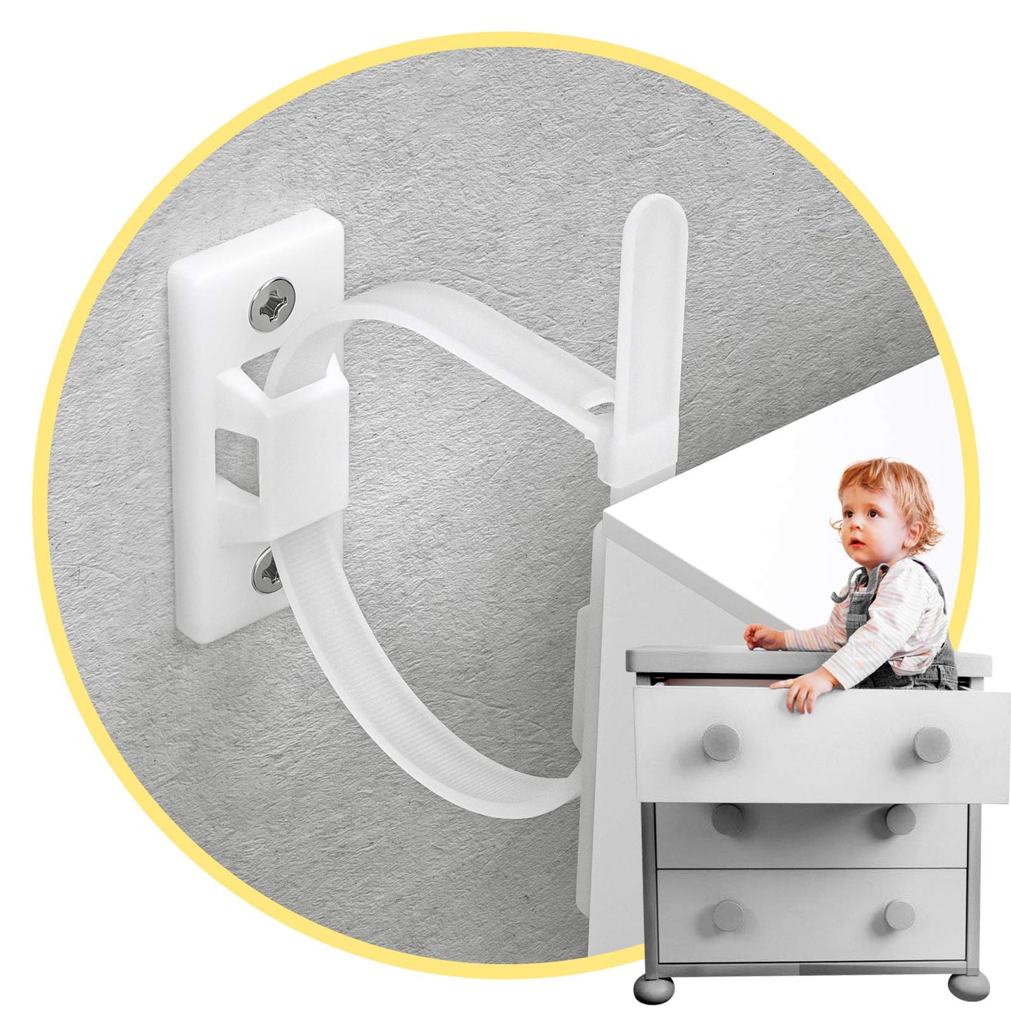 4our Kiddies Furniture Straps (10 Pack) Baby Proofing Anti Tip Furniture Anchors Kit Cabinet Wall Anchors Protect Toddlers from Falling Furniture Adjustable Child Safety Straps Earthquake Resistant