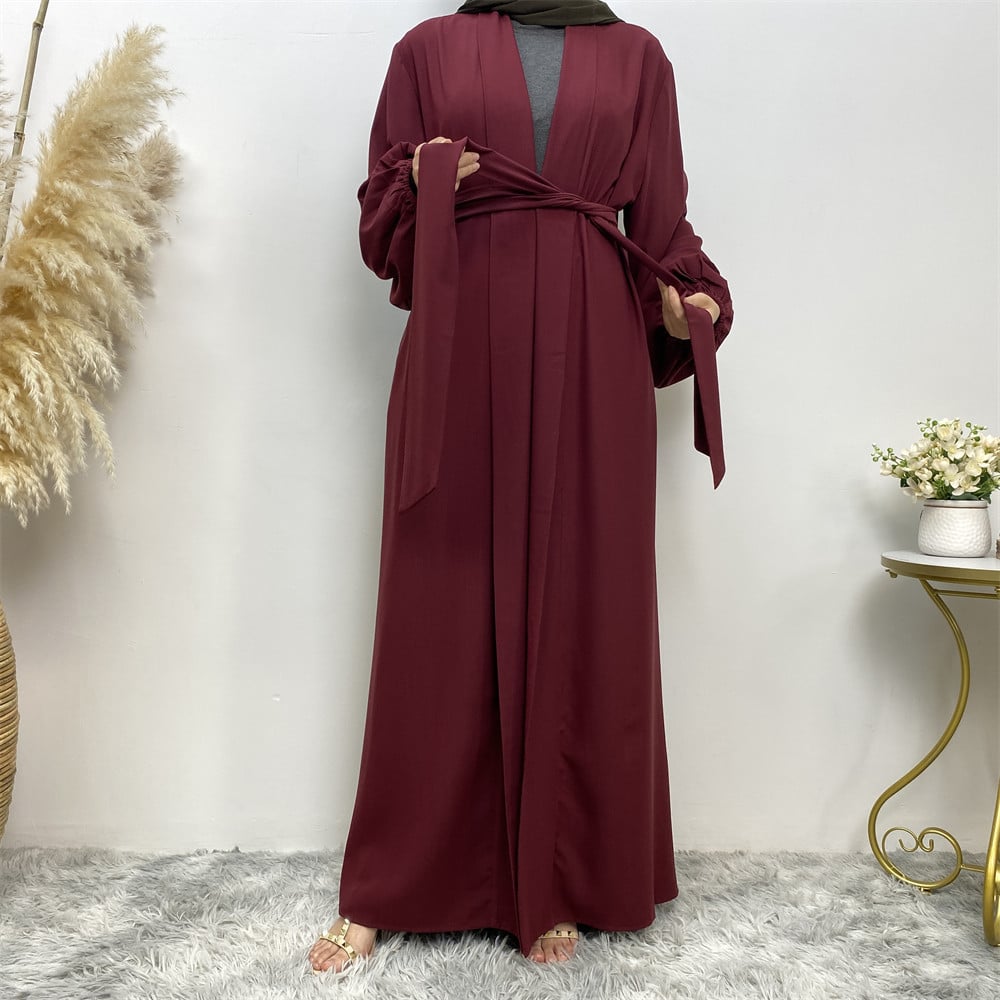 Lace Up Cardigan Robe with Cuffs and Pockets