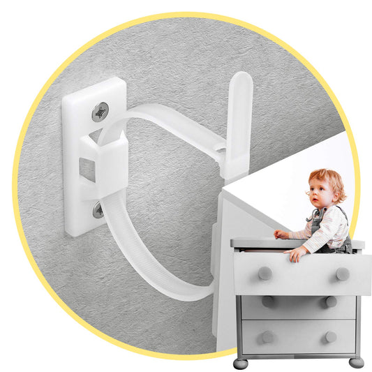 4our Kiddies Furniture Straps (10 Pack) Baby Proofing Anti Tip Furniture Anchors Kit Cabinet Wall Anchors Protect Toddlers from Falling Furniture Adjustable Child Safety Straps Earthquake Resistant