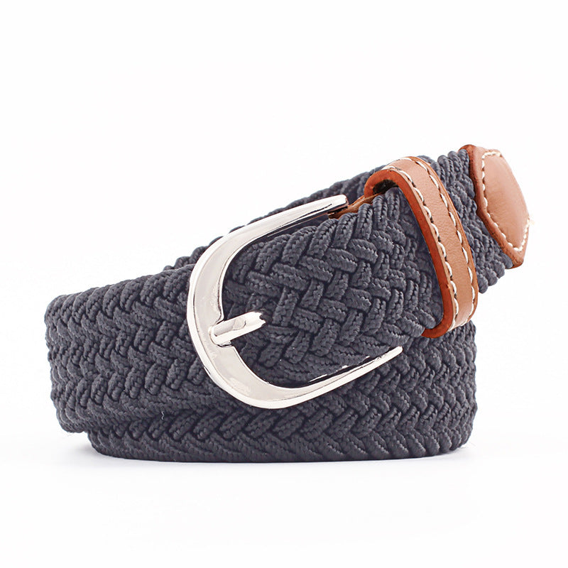 Unisex Canvas Belt - Elastic Woven Waist Belt for Students