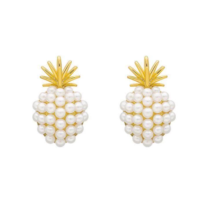 925 Silver Pineapple Pendant Earrings with Diamonds