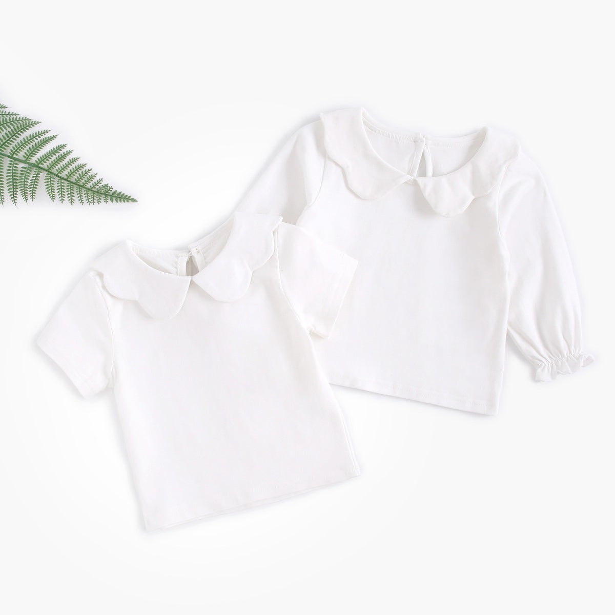 Baby Cotton Long Sleeve T-Shirt with Petal Collar