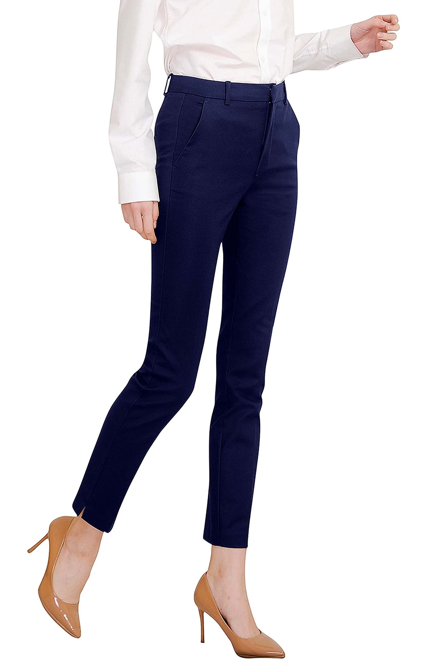 Marycrafts Womens Work Ankle Dress Pants Trousers Slacks 22 Navy Blue